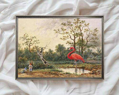 Flamingo And Landscape Print Collage Art Print From ...