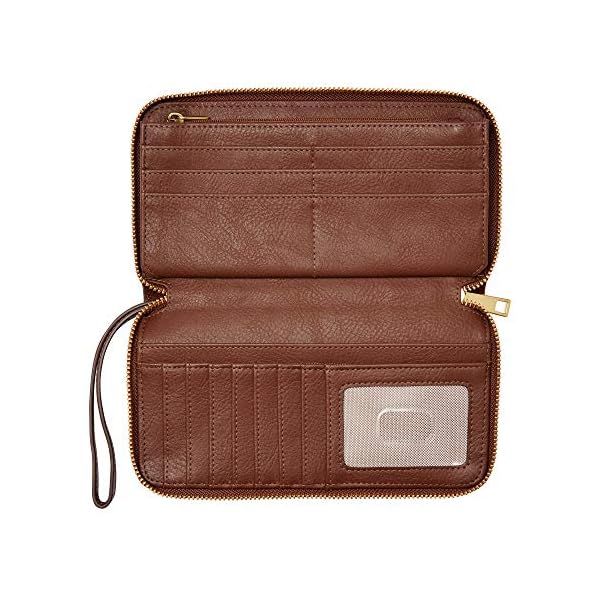 Fossil Women's Liza Leather Zip Around Clutch Wallet, Brown, One Size - Image 4