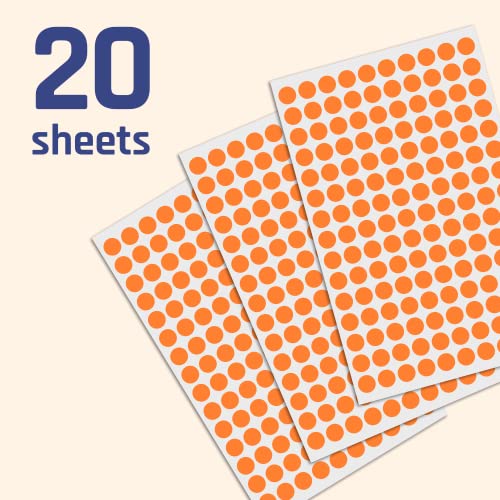 Image of 3000 Pack, 0.375 inch Round Color Coding Circle Dot Sticker Labels - Orange
