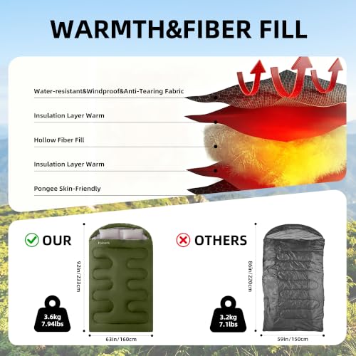 Bolsas de dormir dobles para adultos para camping con 2 almohadas tamaño queen miniatura 5