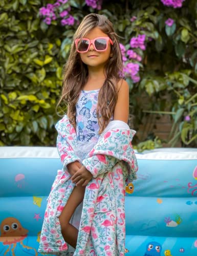 AIDEAONE Girls Bathrobes Kids Hooded Robes Flannel Pajamas Cute Sleepwear Gift for 4-14 Years3