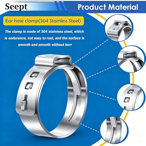 Image of 607Pcs 22 Sizes Single Ear Hose Clamps with Pliers 5.3-33.1mm 304 Stainless Steel Crimp Hose Clamps Assortment Kit Perfect for Automotive /Home Appliance /Water Pipe and Fuel Line
