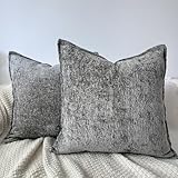 OYIMUA Grau Kissenbezug 45x45 2er Set Chenille Kis...