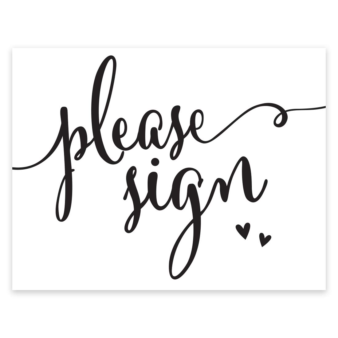 Andaz Press Wedding Party Signs, Formal Black and White, 8.5-inch x 11-inch, Please Sign, 1-Pack
