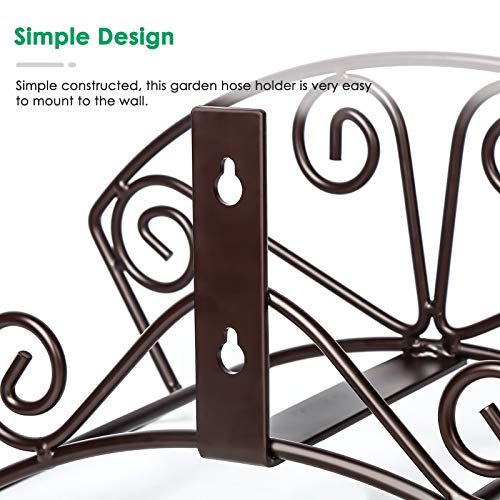 Tomcare Garden Hose Holder Heavy Duty Water Hose Holder Solid Metal Hose Hanger Wall Mount Decorative Durable Garden Hose Storage Hose Reel Hose Stand Hose Organizer For Outside Yard, Bronze #TOP4