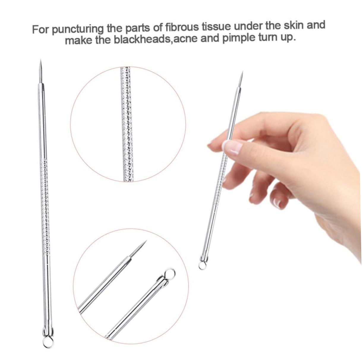 FOMIYES 5pc Set Removal Needle Tool with Mirror Blackhead for Facial Cleansing Made of Material Safe for Types Includes Storage Case