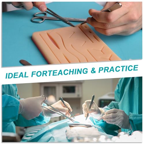 Image of Suture Practice Kit for Medical Students, Large Silicone Pad 14 Pre-Cut Wounds, Supplies for Vet /Nursing Students Practice Wound Closure Stitches Practice Kit De Sutura. 28 PCS