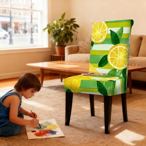 Image of Nuxovilar 2PCS Lemon Green Stripe Stretch Chair Covers 23.6x70in