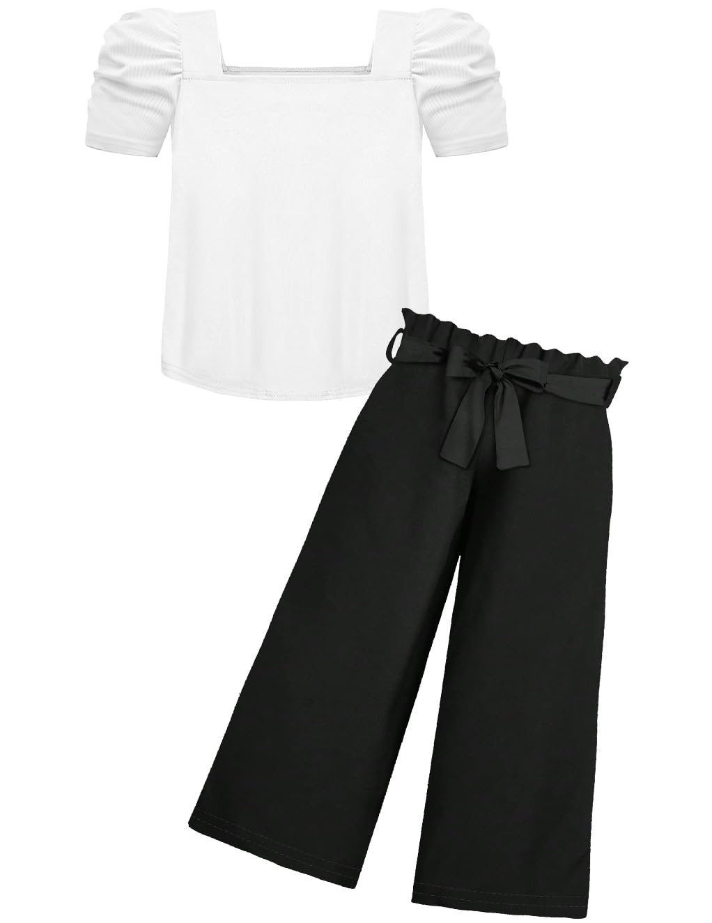 Arshiner Mädchen Tshirt mit Hose Set Kinder Mode Bekleidungssets Blasenärmeliges Oberteil mit Bedruckter Freizeithose Zweiteilig Outfits für Mädchen 5-14 Jahre