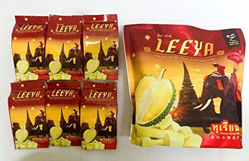 LEEYA Monthong Durian Freeze-Dried, Made from real Monthong Durian. (contains 6 little packs)