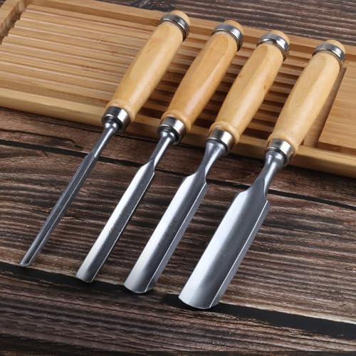 Wood Carving Tools, 4 Piece Portable Wood Chisel, Professional Wood Chisel Sets Woodworking Tools Set, Ergonomic Hand Tools For Carpenters & Beginners (1 set)