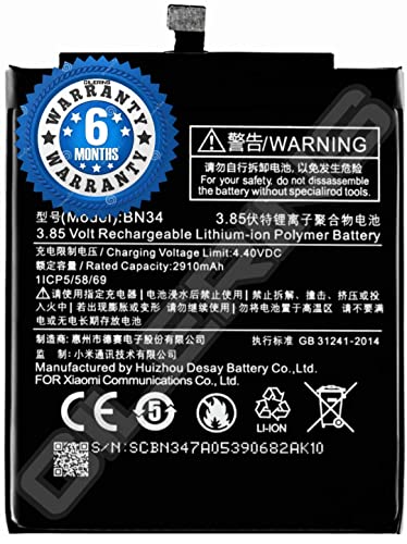 Image of THE BATTERY STORE OriginaI Battery BN34 for Redmi 5a / Mi 5a Battery with 6 Month Warranty and high Capacity Battery Backup.Carefully Check Your Phone Model and Purchase(for MI BN34)