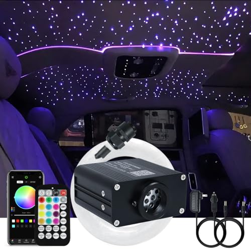 Image of AKEPO 16W Small Size Twinkle Fiber Optic Lights Kit, Music Activated 550 Strands 9.8ft /3m 0.03in Optical Fiber APP+RGBW Star Ceiling Light Kit for Car Headliner Starlight /Home