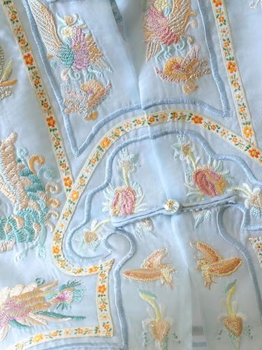 Chaleco azul bordado de seda para mujer HangErFeng 282 tradicional 5