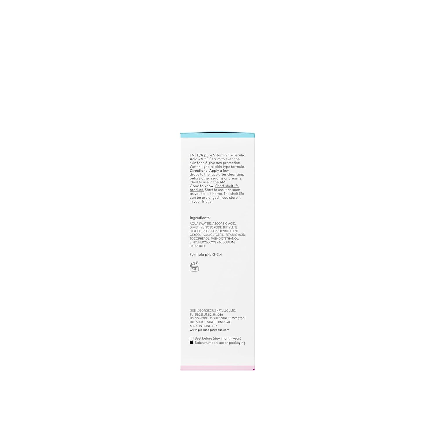 Geek & Gorgeous - C-Glow - Sérum à 15% de vitamine C + acide férulique & vitamine E, protège contre les dommages environnementaux, stimule le collagène & unifie le teint - tous les types de peau, Pack