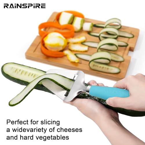 Image of Rainspire Upgraded Non-Stick Cheese Slicers for Block Cheese Multi-Functional Cheese Cutter for Mozzarella, Cheddar, Gruyere Charcuterie Accessories Dishwasher Safe Kitchen Tools, Blue
