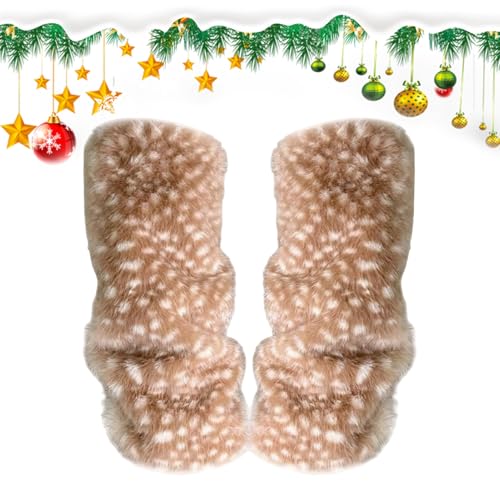 Genérico Calentador de Piernas - Suave Marrón Felpa Piernas Calentadas, Lindo Ciervo Impresión Rodilla Calentada Tela | Elástico Festivo Invierno Tobillo Traje Navidad Ropa Traje Cosplay Falda