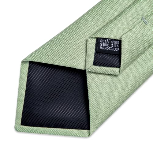 Image of DiBanGu Mens Solid Color Tie and Pocket Square Set Woven Silk Plain Necktie & Handkerchief for Men Wedding Party Formal