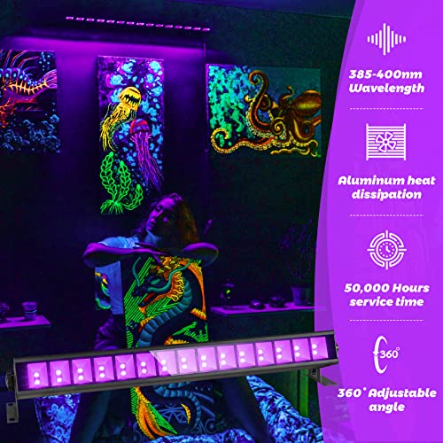 Yqnlifa 4 Pack Led Black Lights, Blacklight Bars With Plug+Switch+5Ft Cord, Light Up 22X22Ftx4,Blacklight For Glow Party, Fluorescent Poster, Body Paint, Halloween Decorations,Bedroom, Stage Lighting #TOP7