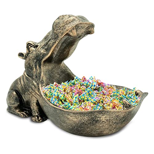 Hippo Statue, Hippopotamus Figurine Home Sculpture With Resin, Table Sundries Key Candy Container Storage Art Decor Box (Copper) #TOP7
