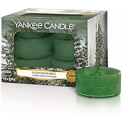 Yankee Candle Velas de Té Aromáticas, Neblina Incesante, Colección Alpine Christmas, 12 Unidades x 10 g