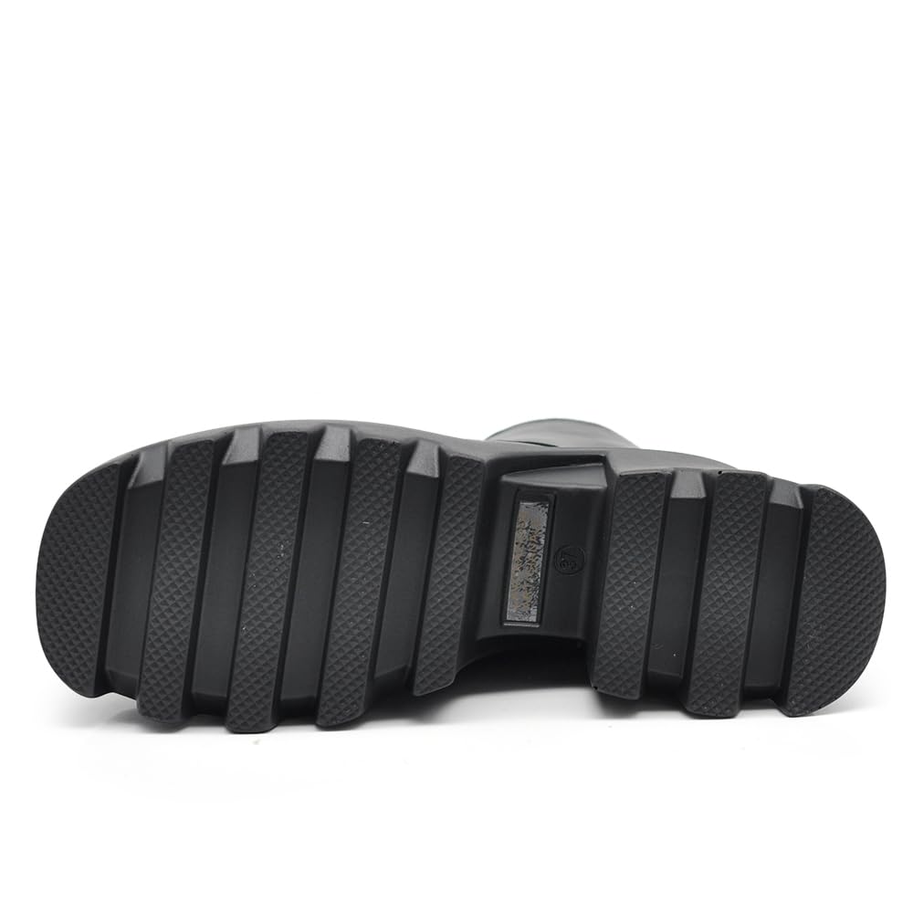 IF FASHION Stivaletti Tronchetti Anfibi da Donna In Pelle Sintetica Con Tacco Grosso Platform Zeppa Dippio Fondo Carrarmato MP752-1