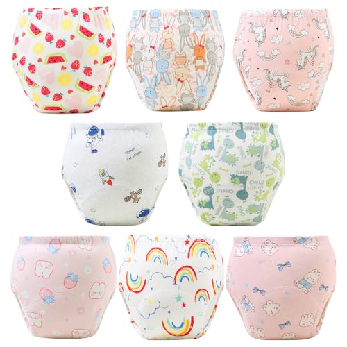 Recopilación de Calzón para Bebé los más solicitados. 47 Calzones de Entrenamiento para bebé, Toddler Potty Training Pants 8 Pack, Calzoncillos Aprendizaje, Ropa Interior de algodón Absorbente Suave Reutilizable, Calzones de...