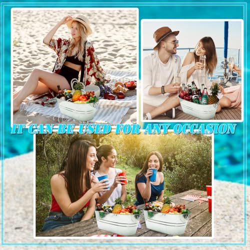 Porpor Booya 2 Pack Galvanized Tub 4 Gallon Ice Bucket With Handle Large Metal Drink Buckets For Parties Beer Beverage Tub With Carry Handles For Champagne Cocktails Wine Cooling For Mimosa Bar Supplies thumb #5