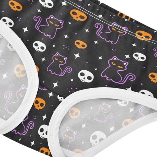 Girls Underwear Soft Cotton Halloween Skull Cat Kids Panties in Sizes 2/3t, 4t, 5t, 6 and 84