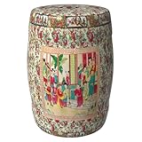 Red Lantern 18' Rose Medallion Porcelain Garden Stool