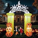 8FT Halloween Inflatable Archway: Spooky Pumpkin Blow Up Decor with LED Lights - Outdoor Halloween Party Decorations for Yard Lawn Garden Porch