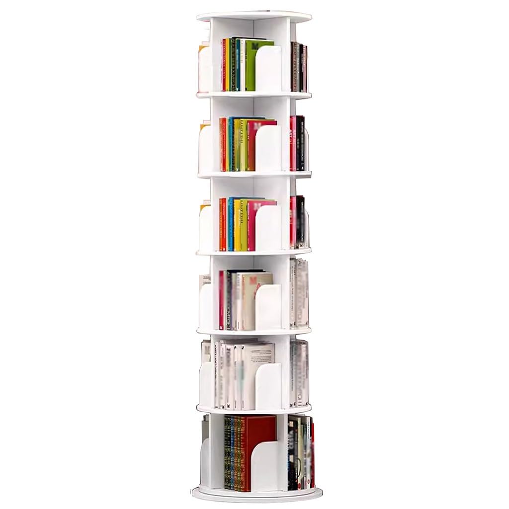 Libreria girevole a 360 gradi a 2/3/4/5/6 ripiani regolabile bianca ad angolo libreria salvaspazio design indipendente per soggiorno, casa, ufficio e biblioteca