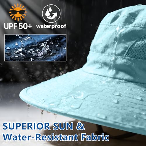 Image of ZOORON Sun Hats for Men Women Fishing Hat with Neck Flap,UPF 50+ Sun Hat Waterproof Wide Brim Bucket Hats for Safari Hiking