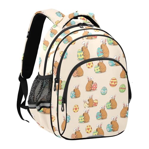 Emelivor Capybara Easter Eggs Kids Backpack School Cute Bookbag Toddler Backpacks Daypacks Bag for Travel,S2