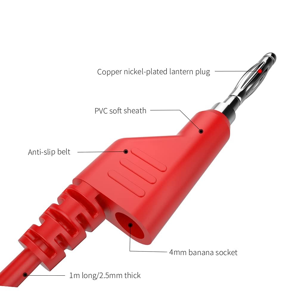 Gebildet 5-częściowy Zestaw Przewodów Pomiarowych Bananowo-Bananowych, 4mm, Wtyczka Bananowa, Kabel Kontrolny do Multimetru, Elektryczny Kabel Kontrolny 1000V/15A (pięć kolorów)