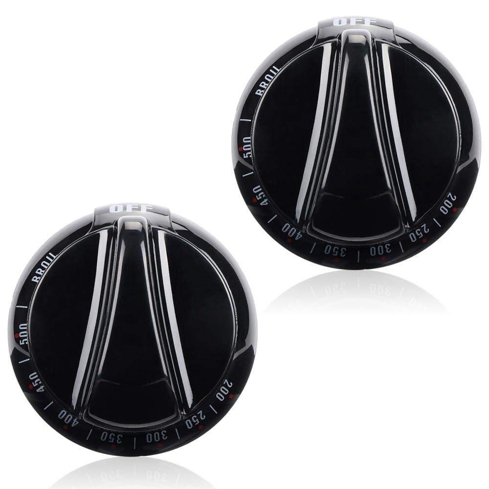 Upgraded WB03K10037 Thermostat Stove Knob Black, Replacement Part for GE & Hotpoint Range Oven, Replaces AP2014849, 242683, AH225986, EA225986 (2 Pack)