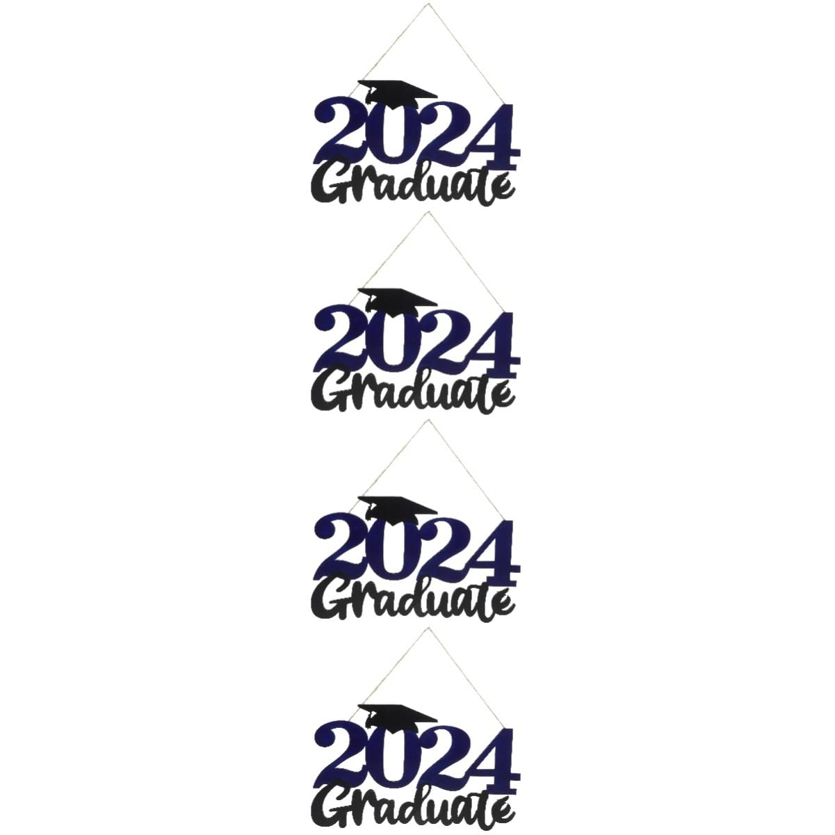 Ciieeo 4 Stück 2024 Abschlussschild-anhänger Abschlussschild Zum Aufhängen Abschluss Fotografieren Stütze Party-Requisiten Foto-Requisite Für Die Abschlusssaison Foto-Requisiten Holz Blue