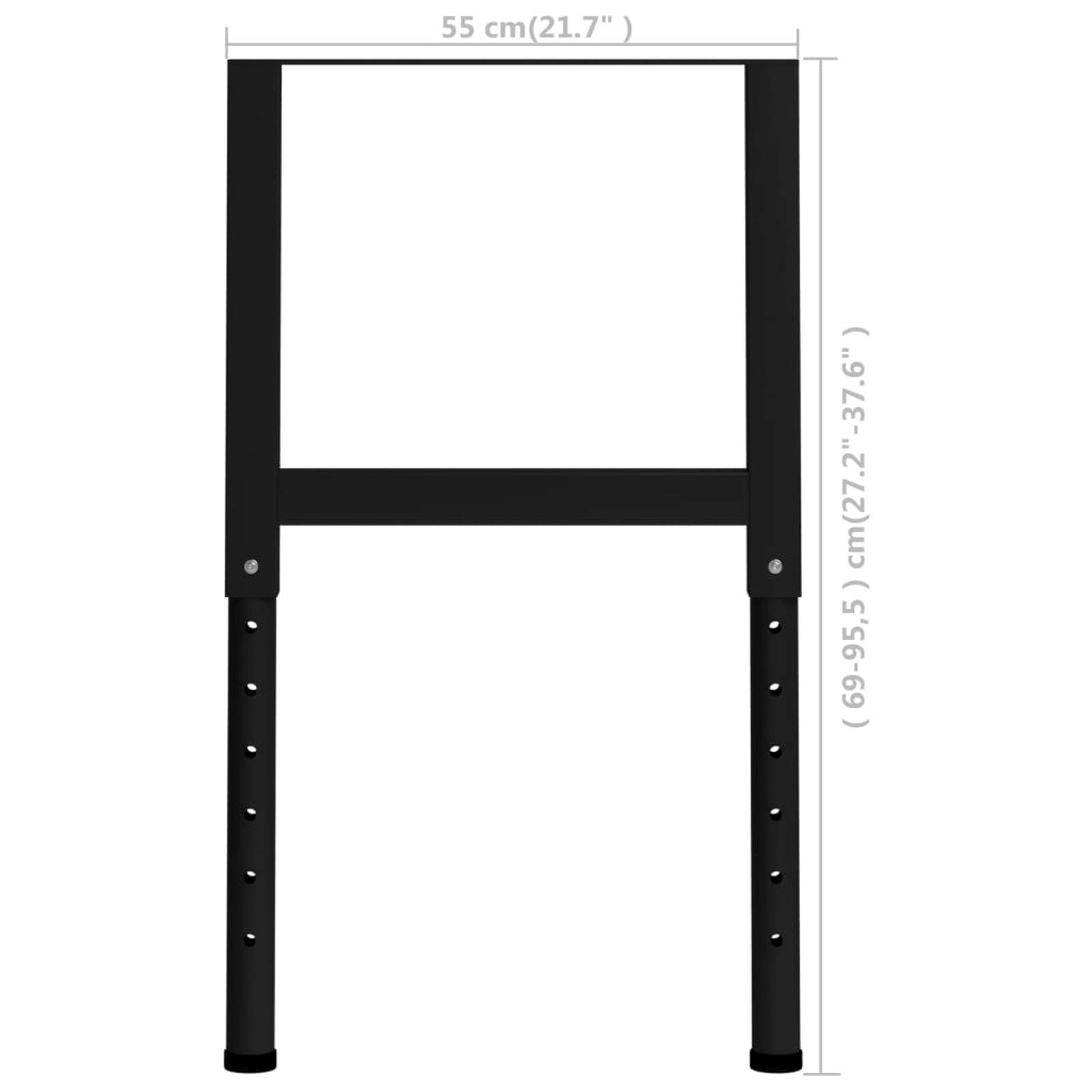 Tidyard 2 x Estructura de metal para banco de trabajo, altura regulable, pie de banco de trabajo, mesa de trabajo, banco de trabajo, estructura de taller, patas de mesa de metal, 55 x (69-95,5) cm