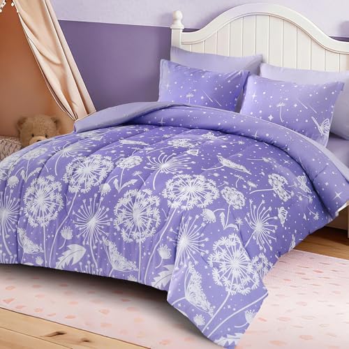 Image of Dinjoy Girls Comforter Set 7 Pieces, Full Size Colorful Ombre Rainbow Bedding Set, Bed in A Bag for Kid Teen Girls (1 Comforter, 1 Flat Sheet, 1 Fitted Sheet, 2 Pillow Shams, 2 Pillowcases)