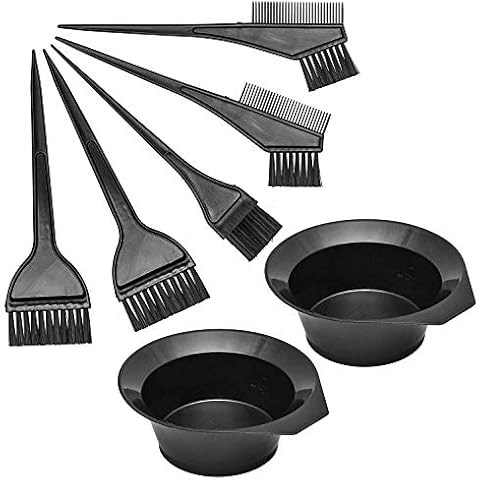 RETYLY Hair Dye Color Brush and Bowl Set, Hair Color Brush Mixing Bowl Kit,Tools for Hair Tint Dying Coloring Applicator, 7 Piece Set Cover
