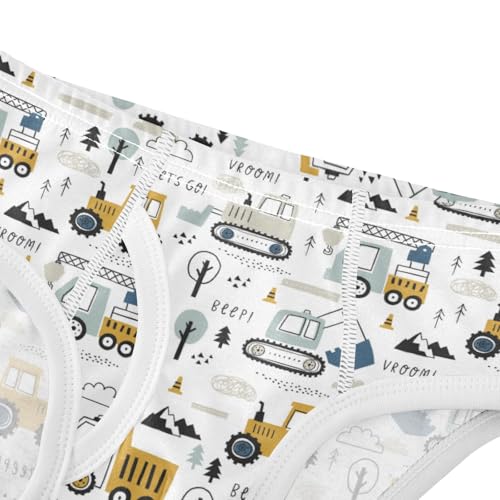 Boys' Exclusive Briefs Toddler Underwear 95% Combed Cotton Boxerbriefs 2T Utility Vehicle Pattern Cars 34