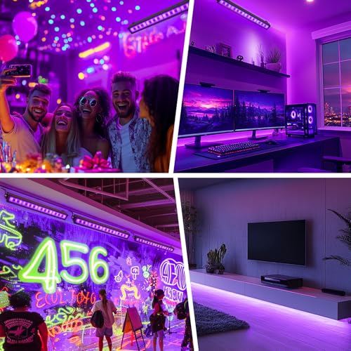 Image of 38W LED Black Light Bar Blacklight Bars with Plug and Switch Light Up 22x22ft Area for Glow Party Halloween Parties Bedroom Decorations Stage Lighting -1pack
