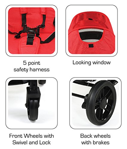 Image of LuvLap Elite Baby Pram Stroller - Red