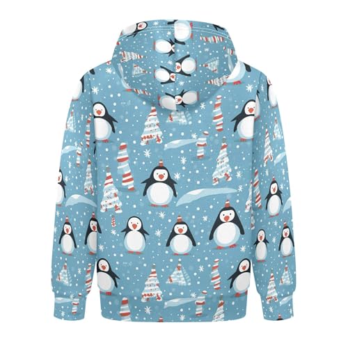 Kids Hoodies Sweaters Christmas Xmas Penguin Hooded Sweatshirts with Big Pockets for Boys Girls B04004292