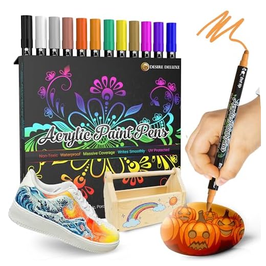 Desire Deluxe - Marcadores de pintura acrílica, resistentes al agua, no tóxicos, para piedra, cerámica, cristal, madera, porcelana, guijarros, punta redonda reversible