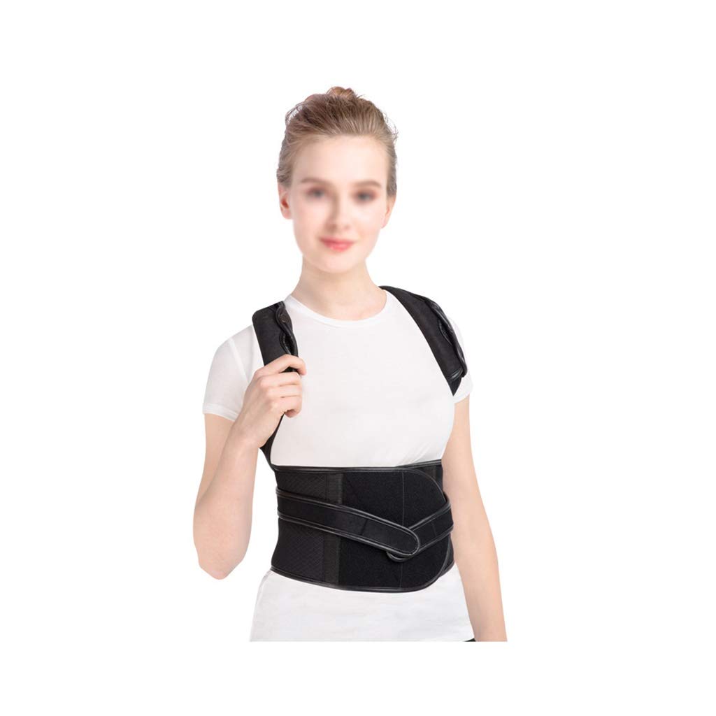 Corrector de postura, corrección de columna lumbar, fuerza equilibrada, correa de hombro, banda de presión ancha negra (varios tamaños) (talla : S) buena