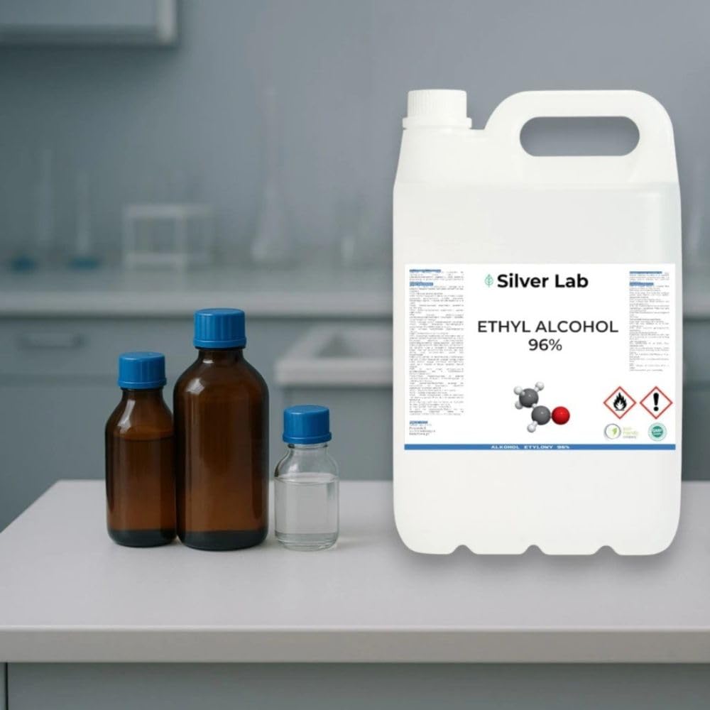Alkohol Ethanol 96% – 5L Technischer & Kosmetischer Alkohol – Hochreiner Ethylalkohol zum Entfetten, Reinigen, Für Parfümherstellung & Kosmetik