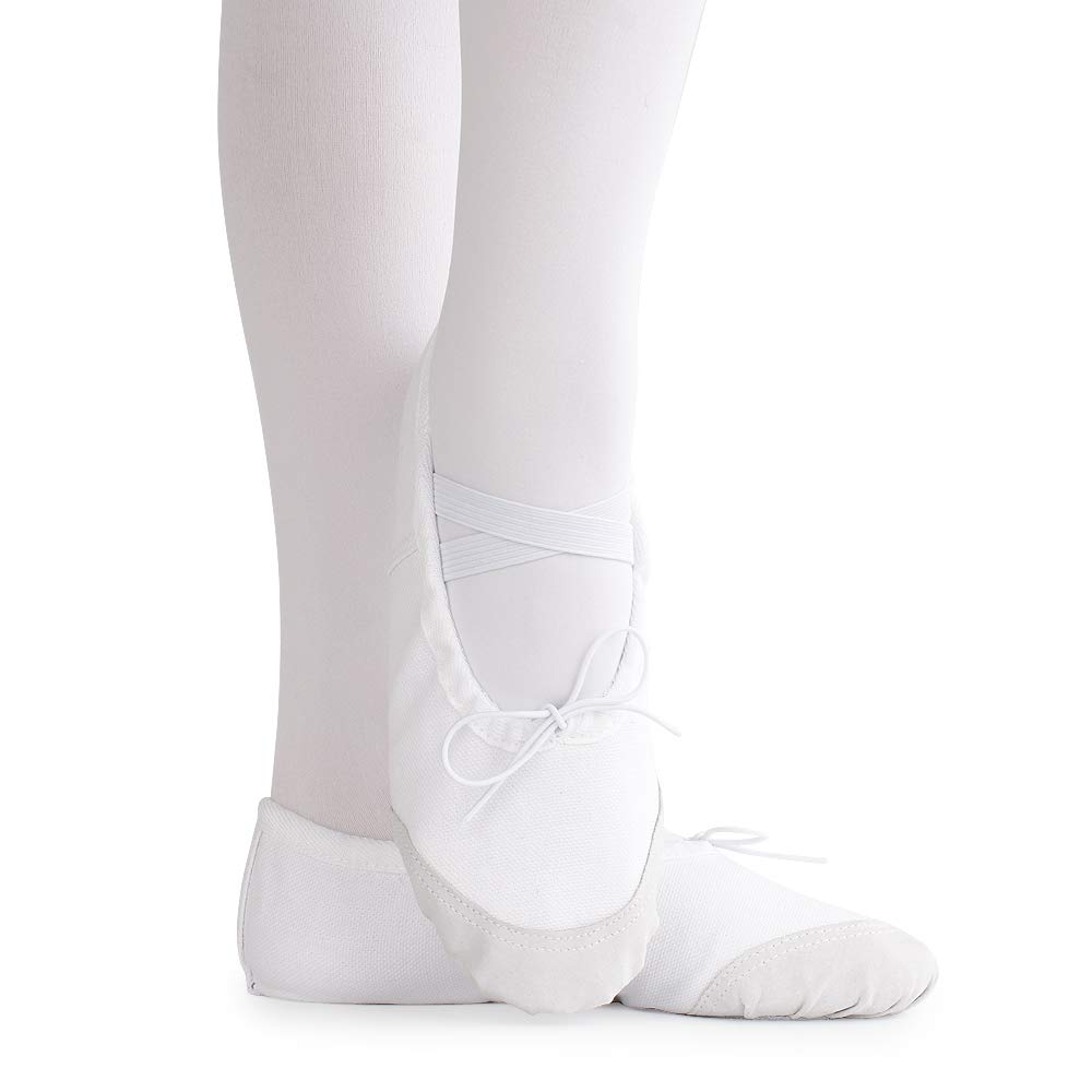Soudittur Zapatillas de Ballet Suela Partida de Cuero Calzado de Danza para Niña y Mujer Adultos Tallas 21-44