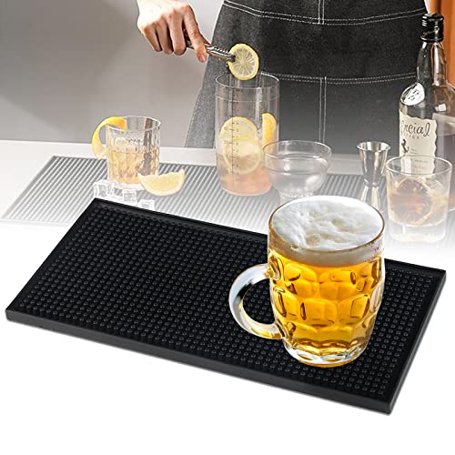 Tappetino Macchina Caffe,15 x 30 cm Tappetino Scolapiatti in Silicone, Antigoccia Tappetino Bar, Barra Tappetino in Gomma, Antiscivolo Tappetino Barman, Antiversamento Bar Mat Nero per caffetterie