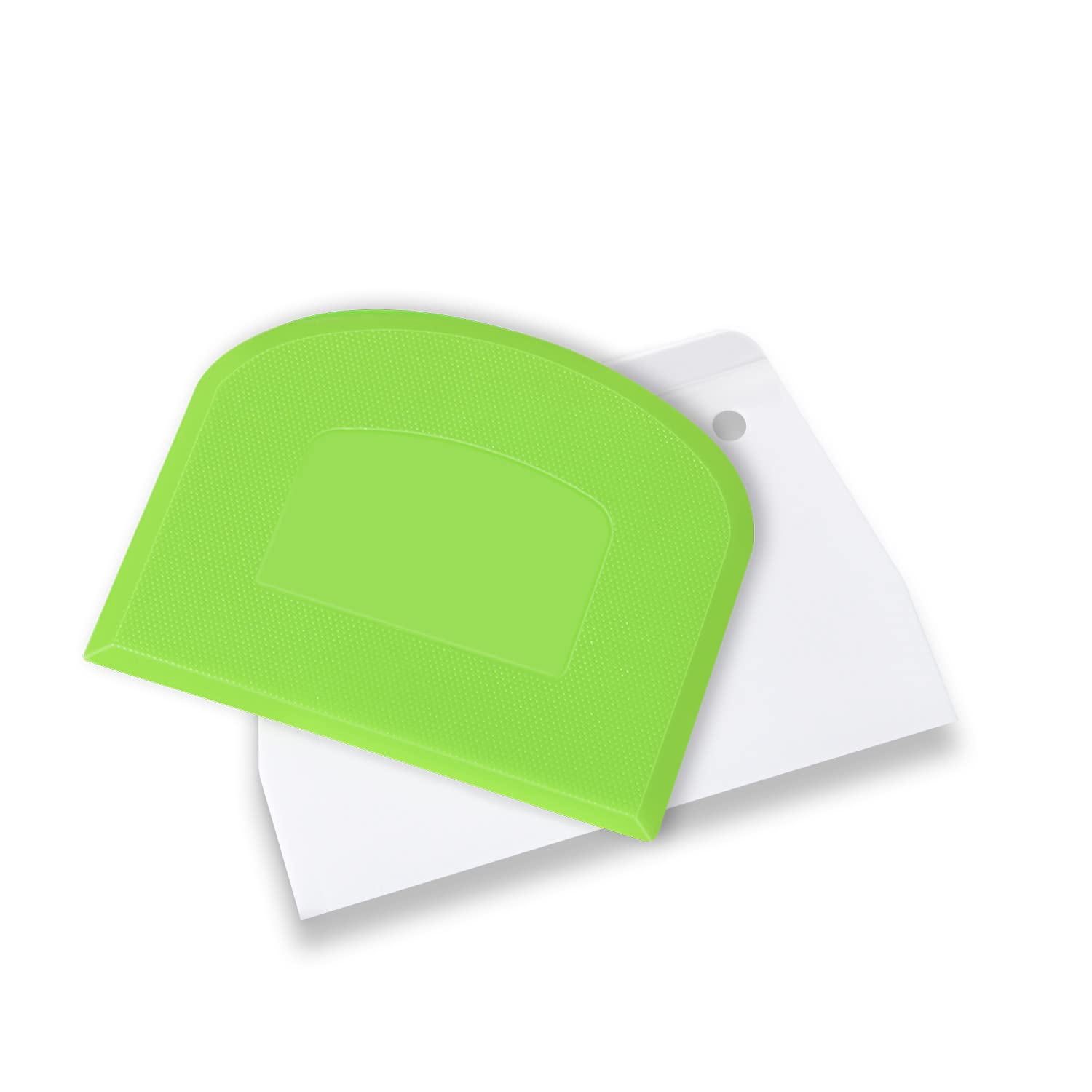 Plastic Cutting Bread Scraper Tool Pastry Knife Dough Knife Bread Bow Knife Bench Knife - 2 Pieces Green and White